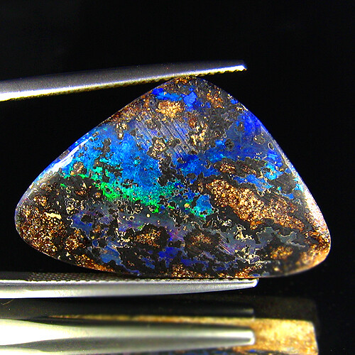 21.28Ct UNIQUE RAREST ! NATURAL NEON BLUE GREEN FLASHY KOROIT BOULDER OPAL