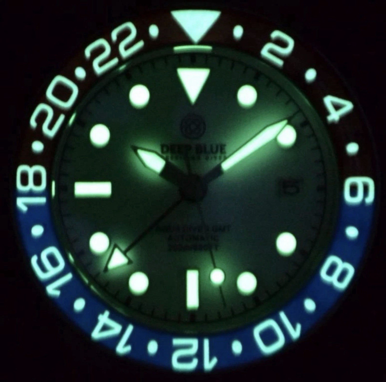 Deep Blue AQUA DIVER GMT AUTOMATIC 40mm RED/BLUE (FULL KIT!) 200m Dive Watch