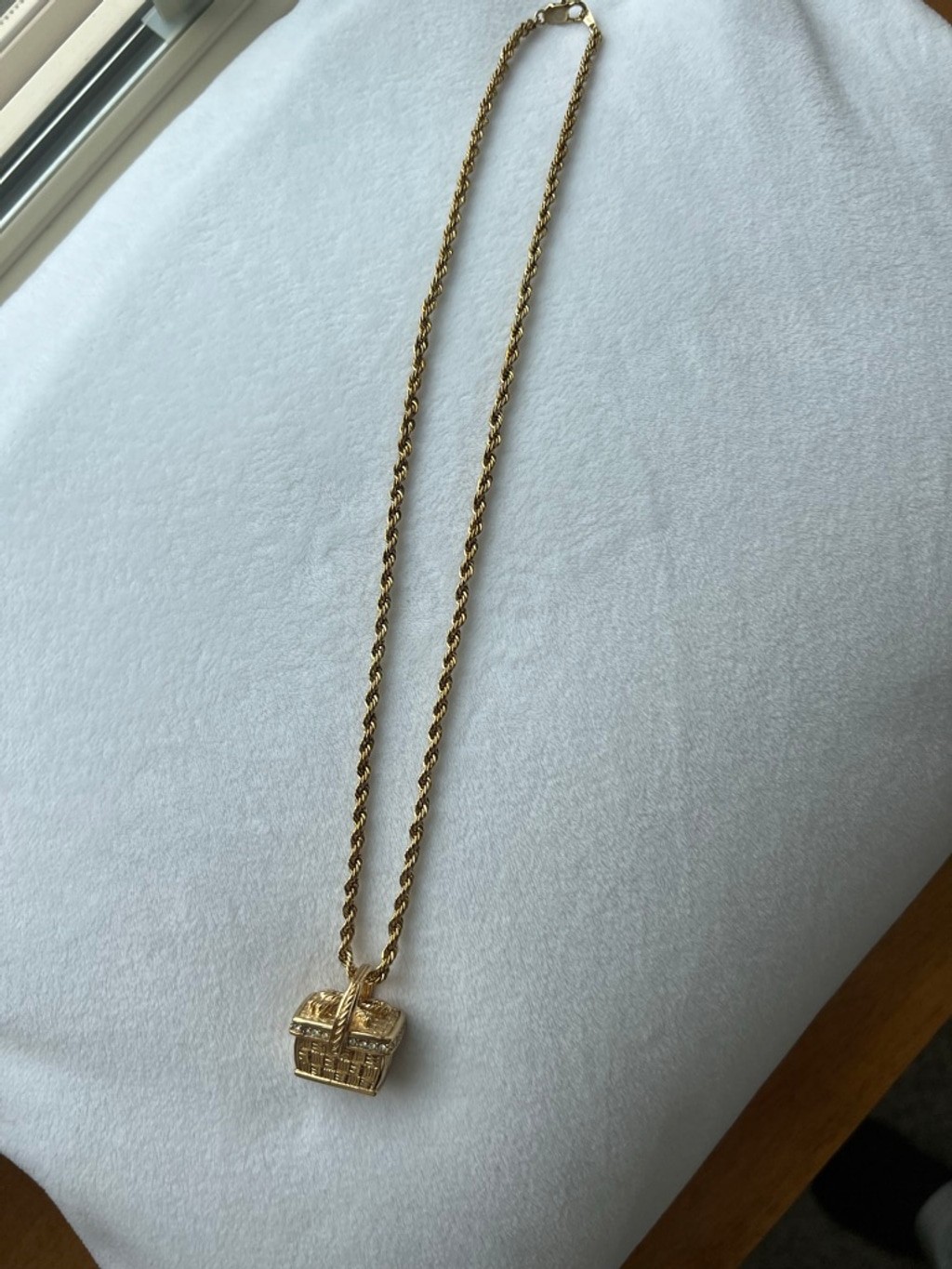 David Markstein Italian Bronze Basket Necklace 18in 18k Gold Covered