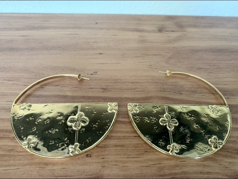 Aurelie Biderman Bianca Earrings 18k Gold Plated Brass. Seen In Vanity Fair NEW