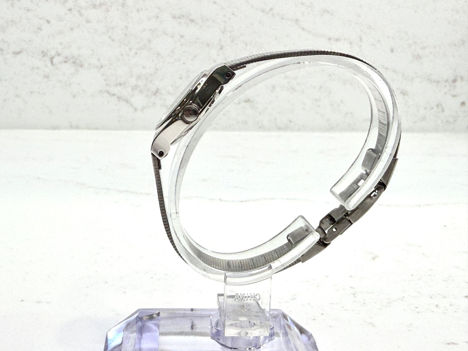 Citizen 3220 17mm Dress/Formal Textured Silver Tone Bracelet -New Battery-