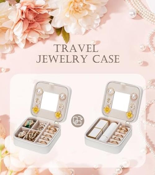 Travel Jewelry Box for Girls: Traveling Ring Case Gift for Women – A White