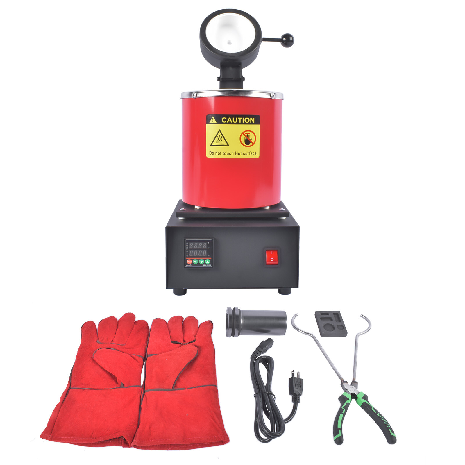 Gold Melting Furnace 1500W 1150°C/2102°F for Smelting Metal 110V 1KG 2KG 3KG Red