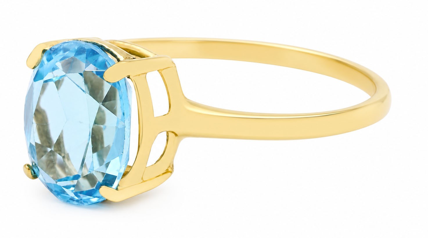 GENUINE 3.85 Cts BLUE TOPAZ RING 10K SOLID YELLOW GOLD -Free Appraisal Service