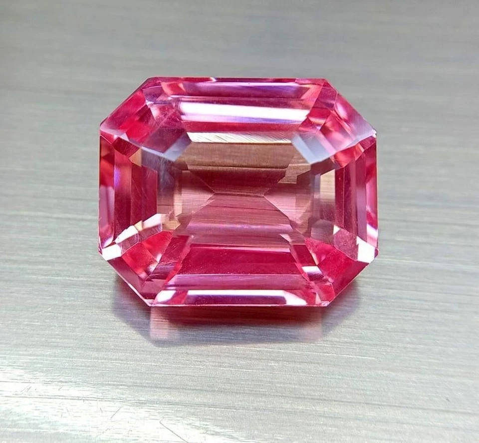 9.60 Ct Natural Ceylon Padparadscha Sapphire Emerald Cut Loose Gemstone AAA