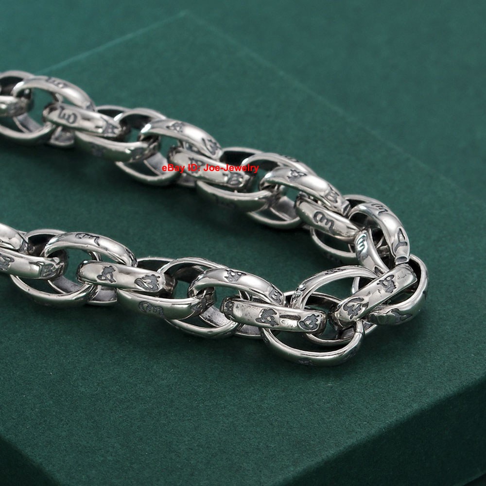 Real 925 Sterling Silver 8.5mm Sutra Oval Link Men’s Bracelet 7.87-8.66inch