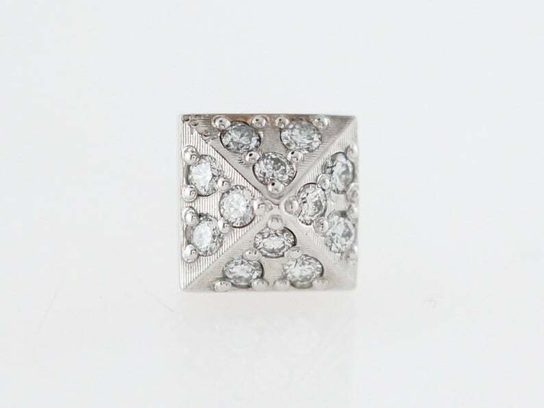 0.24ct Lab-Created Moissanite Pyramid Solitaire Stud Earrings White Gold Plated