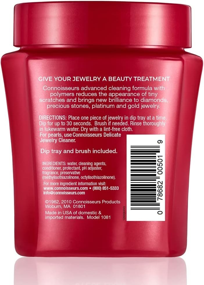 Advanced 9.6oz Jewelry Cleaner with Dip Tray & Brush – Freshen Up Fine Jewelry