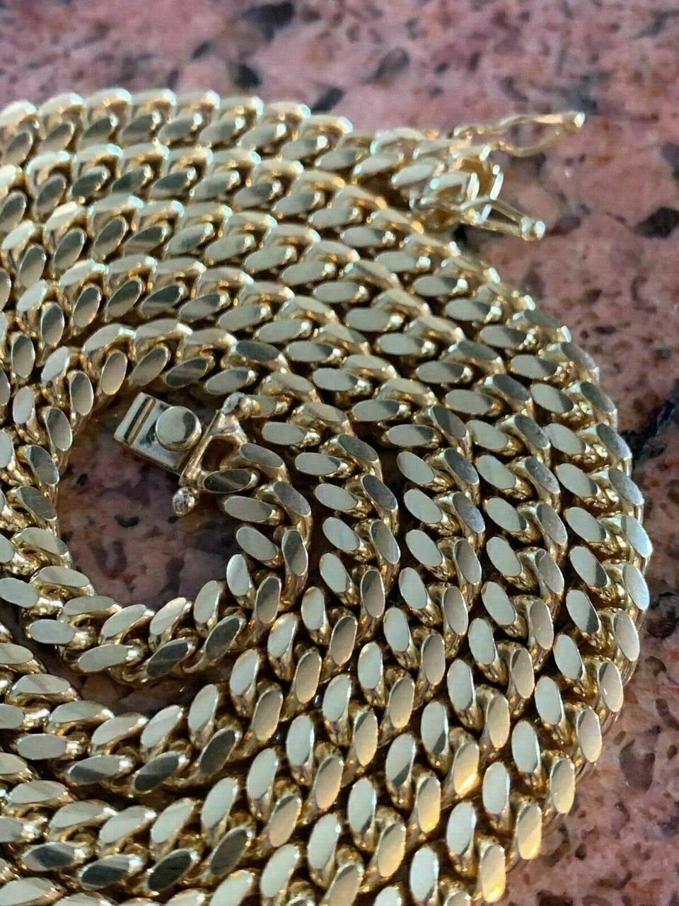 Men’s Miami Cuban Link Chain Bracelet 14k Gold Plated Solid 925 Silver Box Lock
