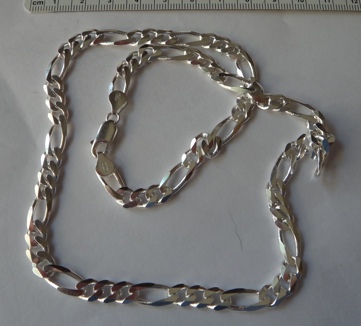 20″ Sterling Silver 6.5 mm Heavy 33 gram Figaro Men’s Necklace Chain