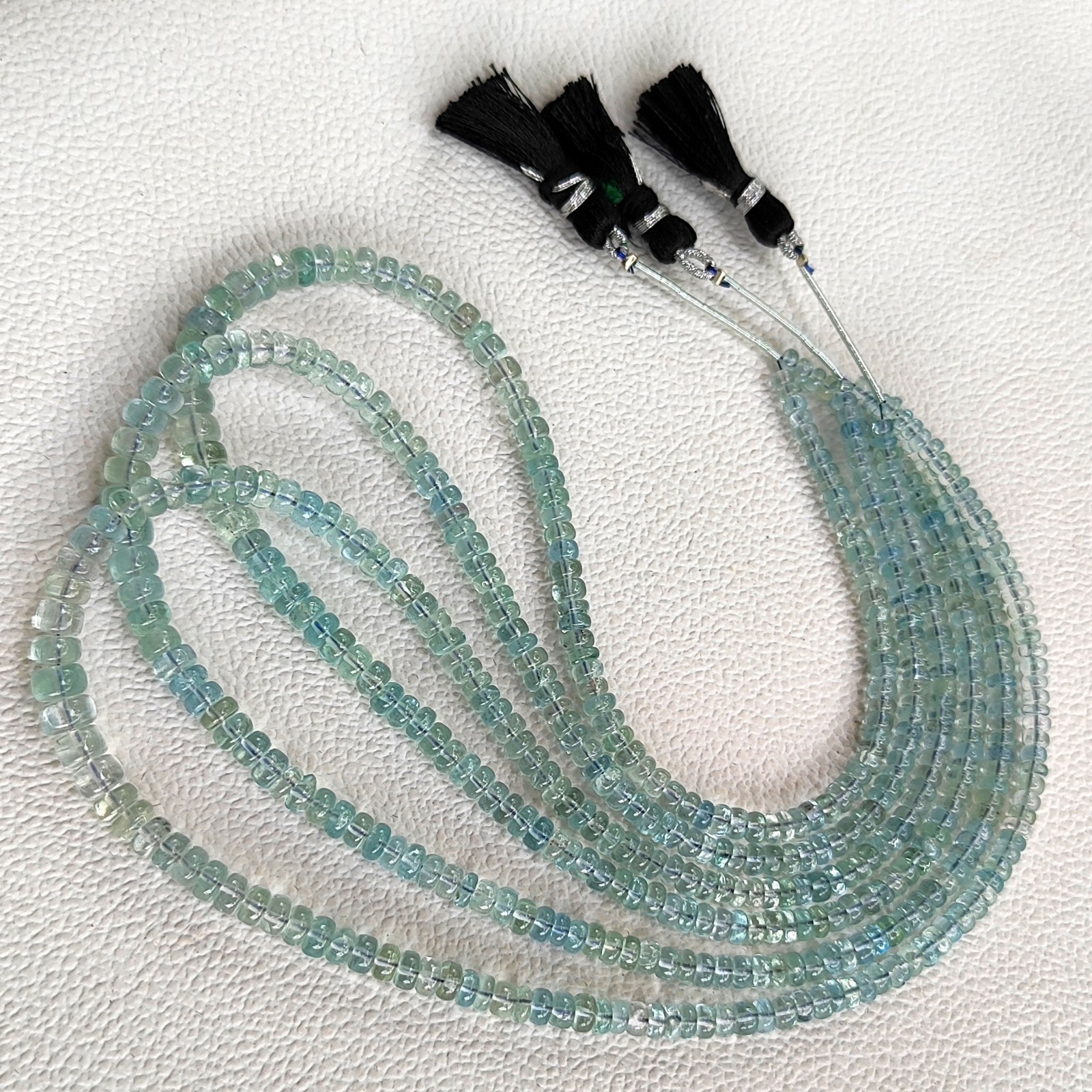 Natural Aquamarine 3.5-6mm Smooth Rondelle Beads Strand 16″ Brazil Gemstones