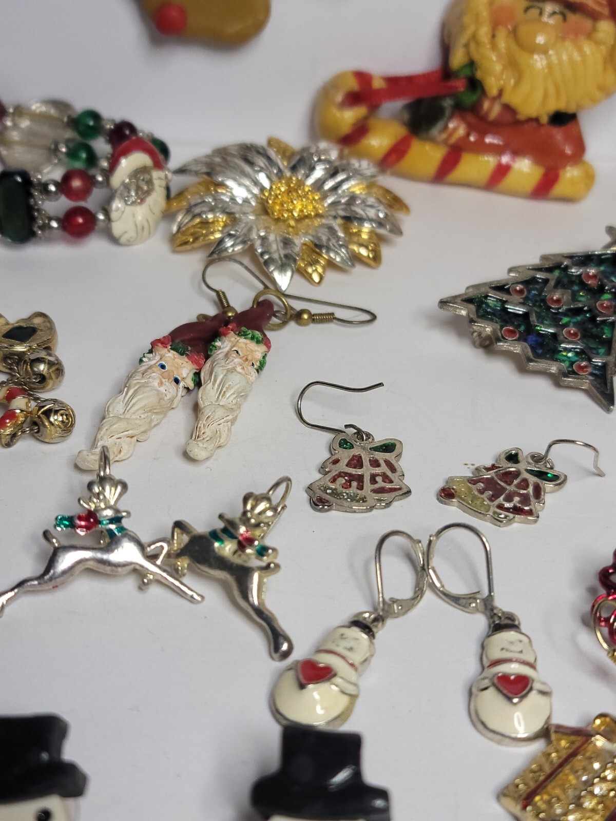 Christmas Jewelry Collection, Earrings, Brooches, Bracelets, Reindeer Necklace
