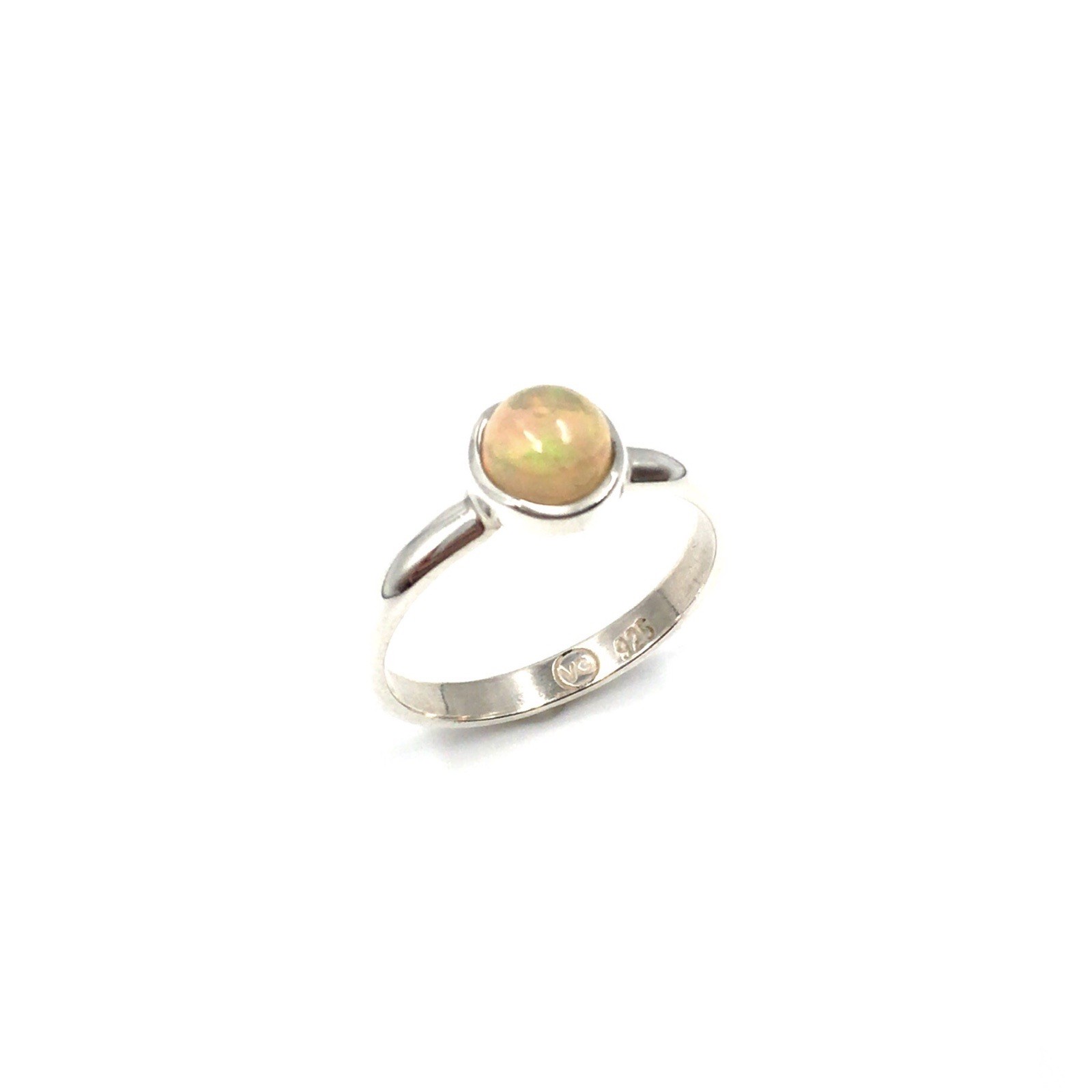 925 Sterling Silver Ring Opal 0.71ct Round Minimal Jewellery Modern 17.8mm 56