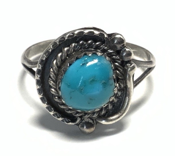 Old Pawn Sterling Silver 925 Turquoise Ring Size LY15