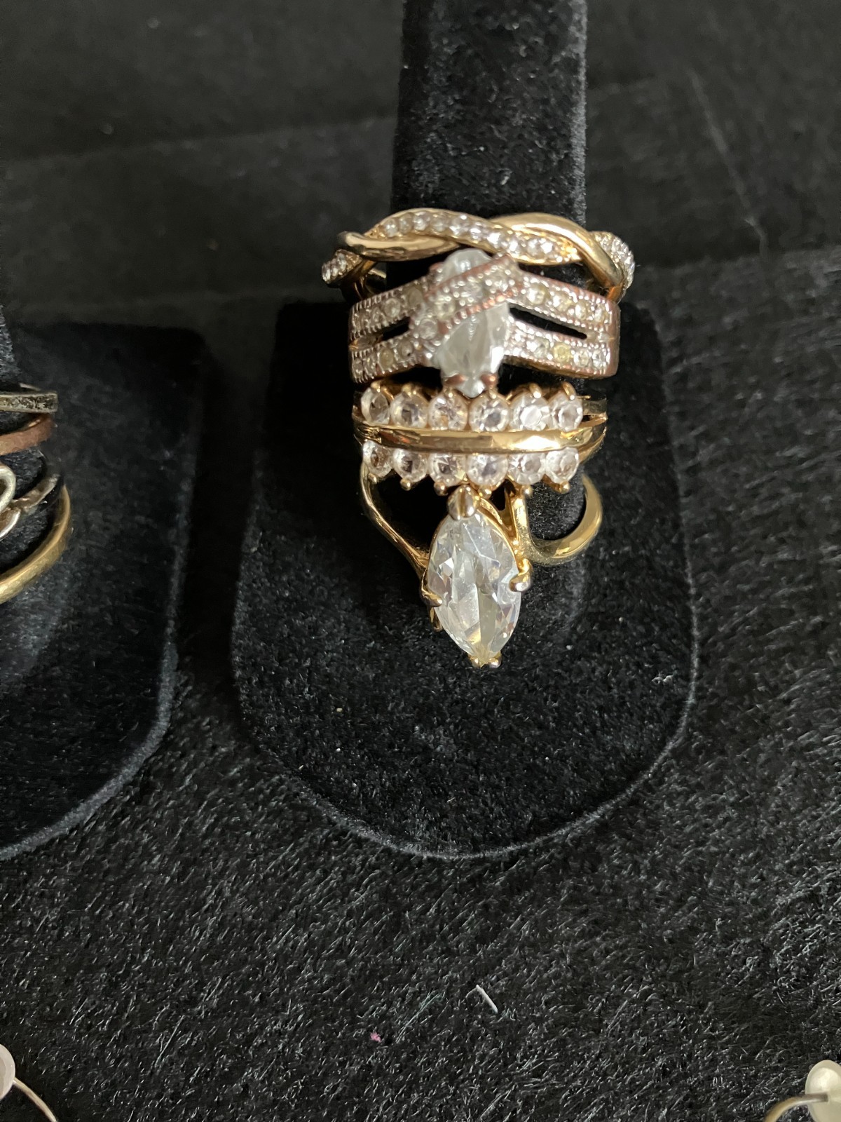 Lot Of Costume Rings and Earrings 8 Rings and 3 Earrings