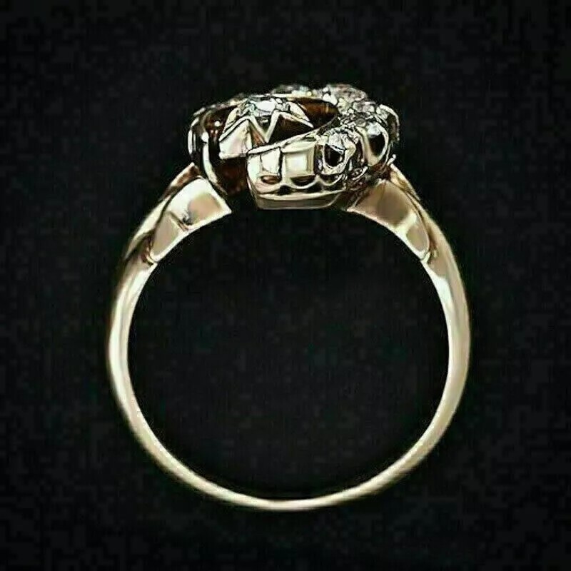 Moon Star Lab Created Diamond 925 Silver Engagement Retro Crescent Dainty Ring