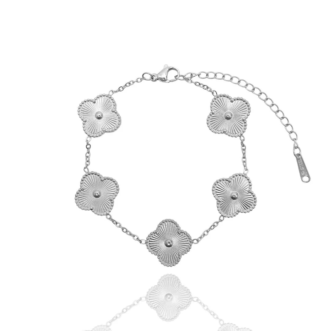 Solid Clover Leaf Bracelet Gold or Silver, Vibe Bracelet Various Types