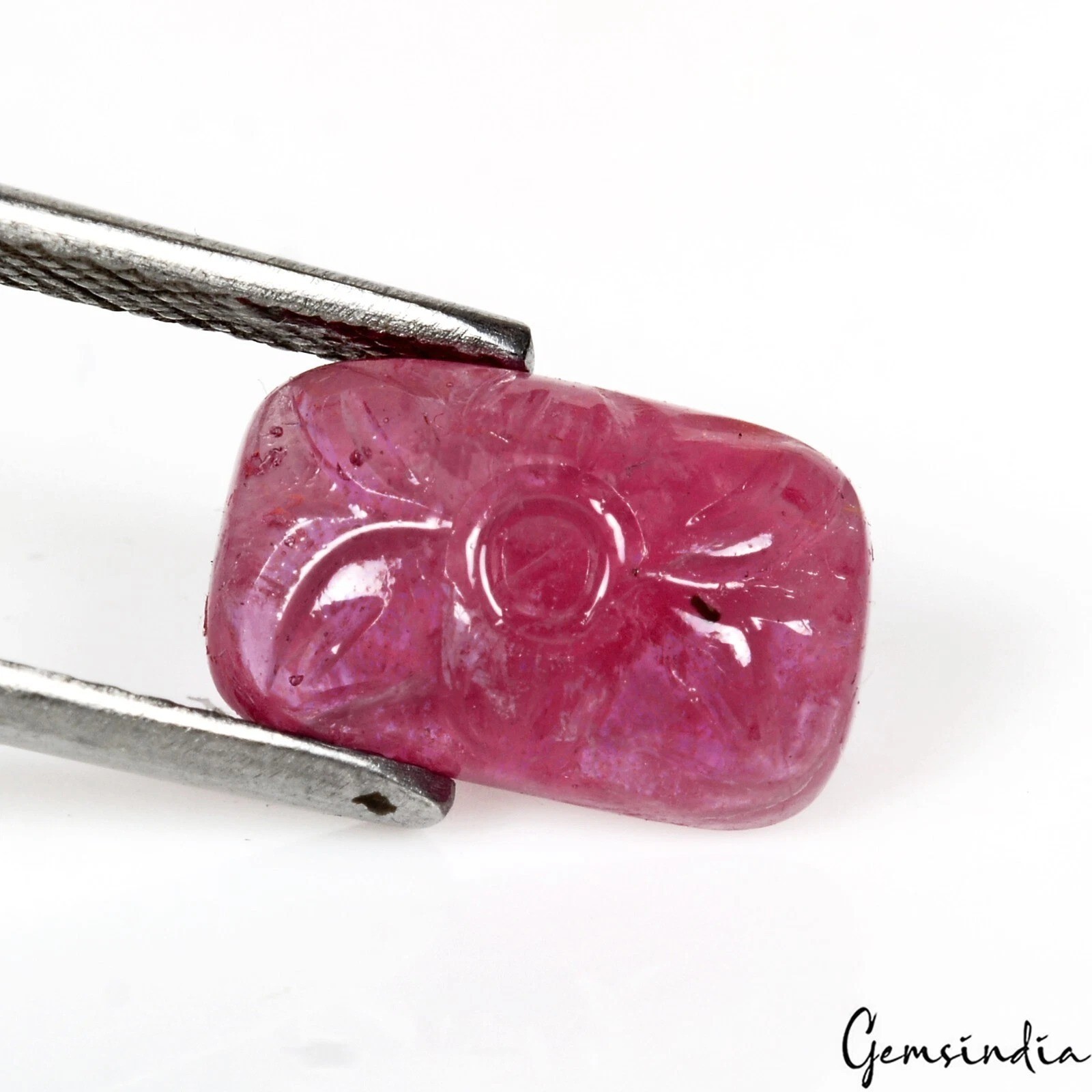 6.10 Ct Natural Rich Red Ruby 12x8x3mm Cushion Carved Untreated Loose Gemstone