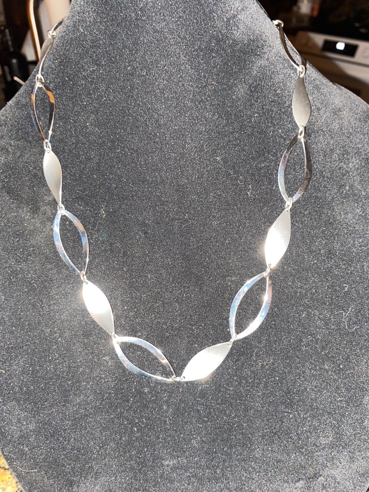 stainless steel link necklace. lightweight. approx. 24 inches