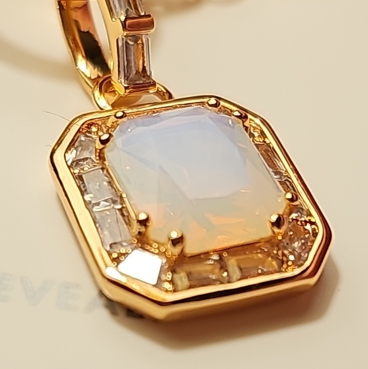 BP OG Necklace- Rose Gold Plated Lab-Created White Moonstone Pendant 18″+2.5″