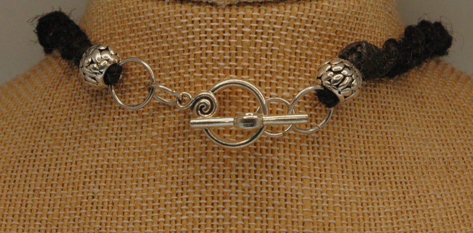 Steal Your Face Grateful Dead and Guitar on a 20″ Black Handcrafted Hemp Choker