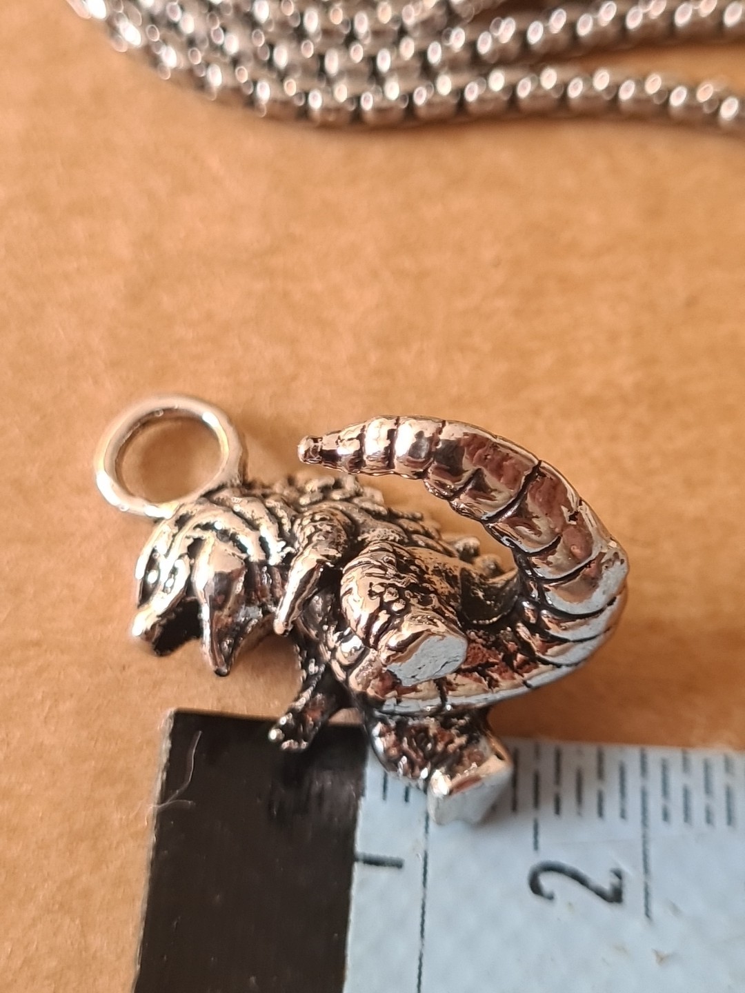 Small Godzilla Style Steel Alloy Necklace Pendant With Chain New Unbranded