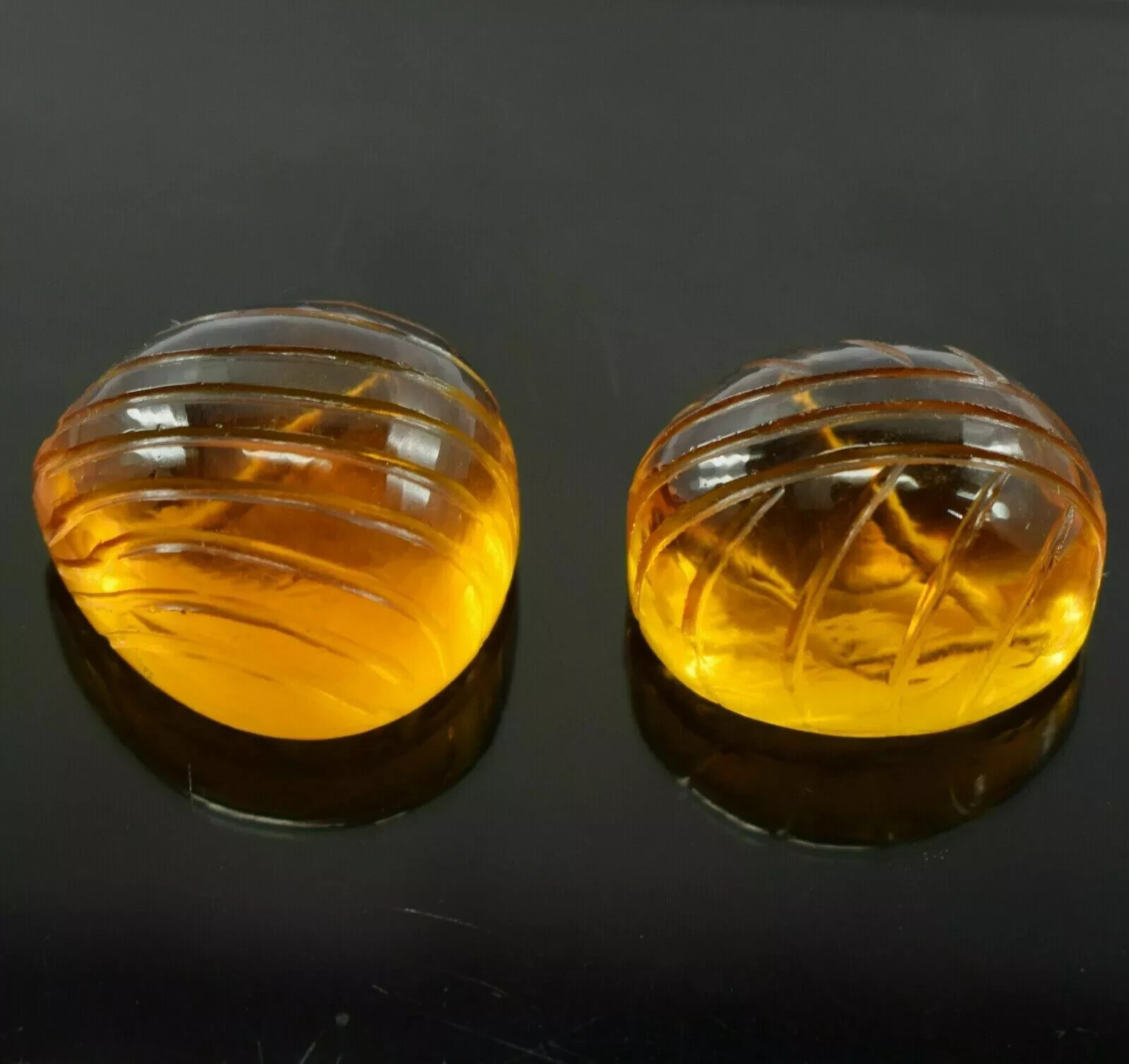 97.70 Ct Natural Yellow Certified Citrine Loose Gemstone 2 Curving Pieces