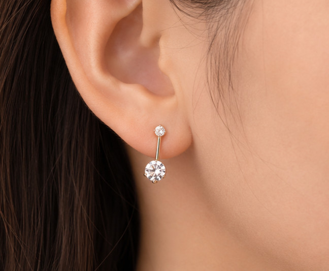 1.00Ct Round Cut Moissanite Women’s Huggie Hoop Earrings 14K Yellow Gold Plated