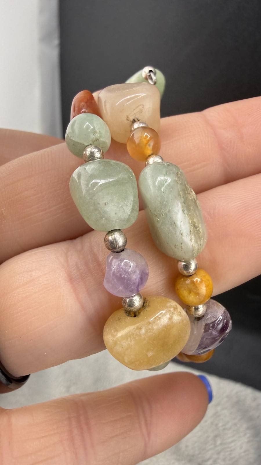 Mine Finds By Jay King Wrap Bracelet Polished Stone Signed 6”