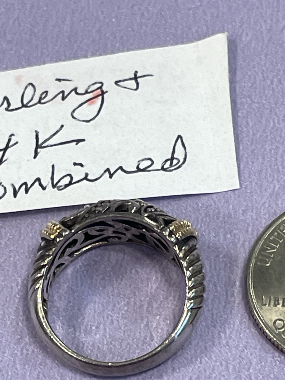 MIDAS LOVELY STERLING 14K RING SIZE 7 ESTATE PC.