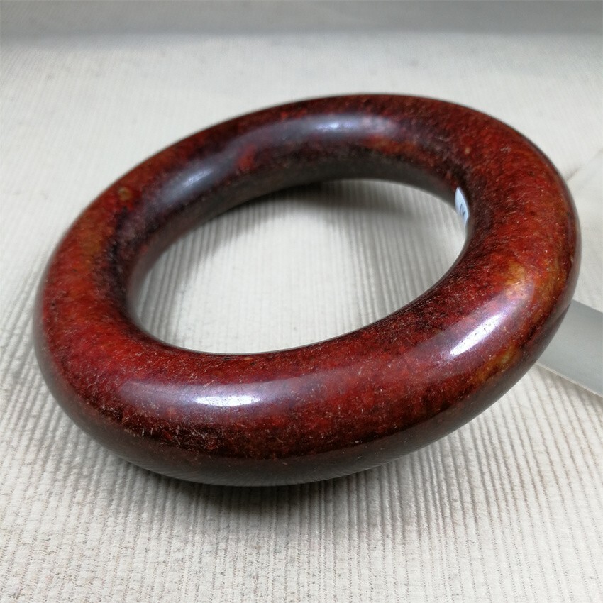 61MM China Scarce Ancient Red Green NATURAL HETIAN Jadeite Jade Bracelet