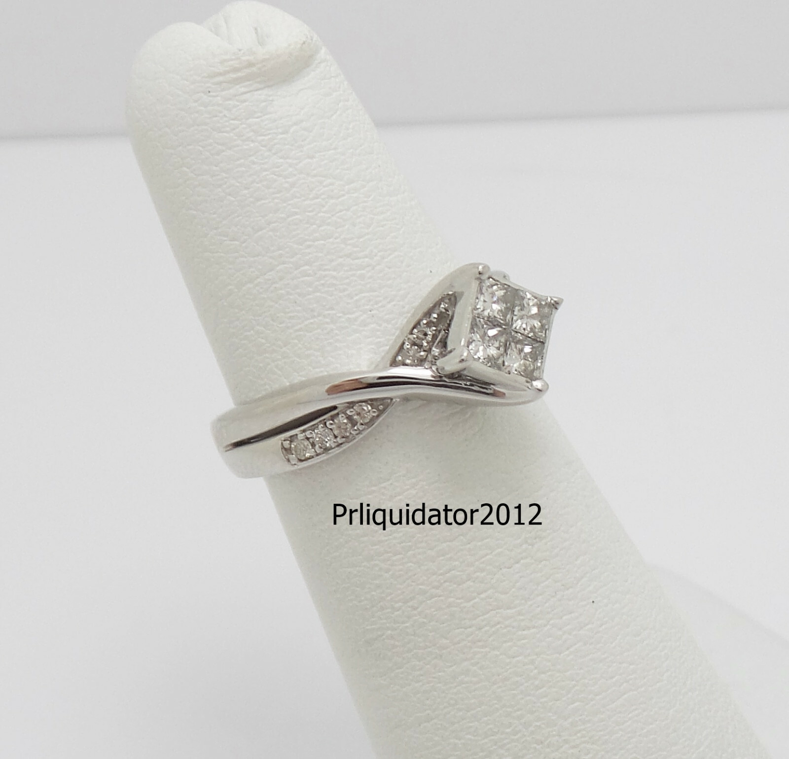 1/2CT Natural Diamond Cluster Engagement Wedding Bridal Ring Band 10K White Gold