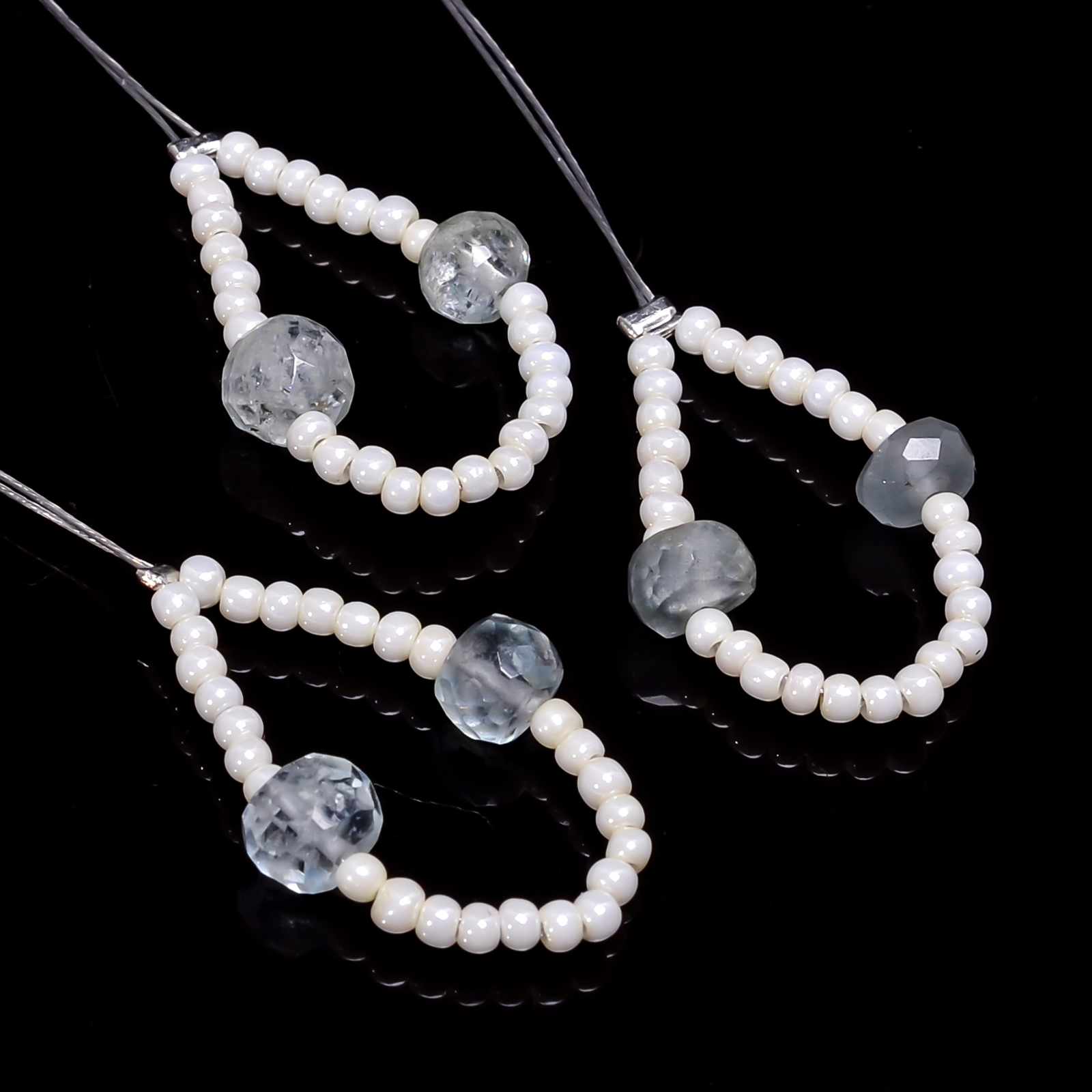 Aquamarine Gemstone Rondelle Faceted 3 Pcs Beads 4X4 5X5 mm Strand 2″ A-11231