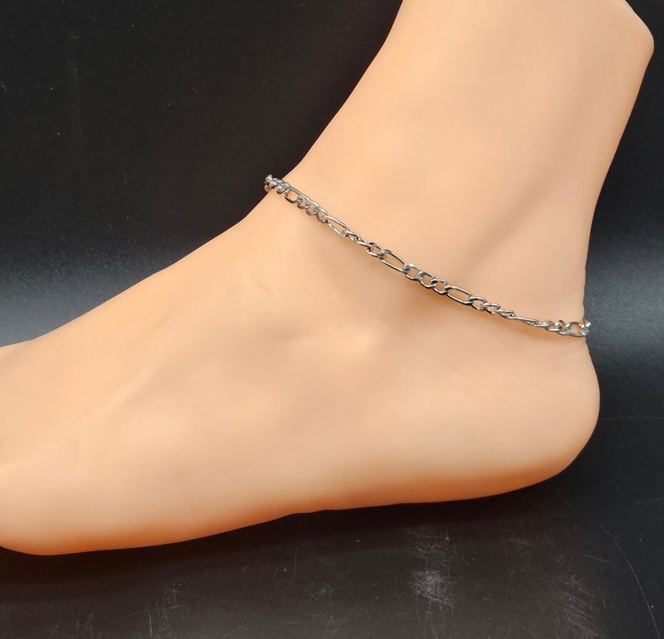 Elegant Fashion Jewelry Silver Gold 9″ Figaro Chain Anklet Bracelet 32-12