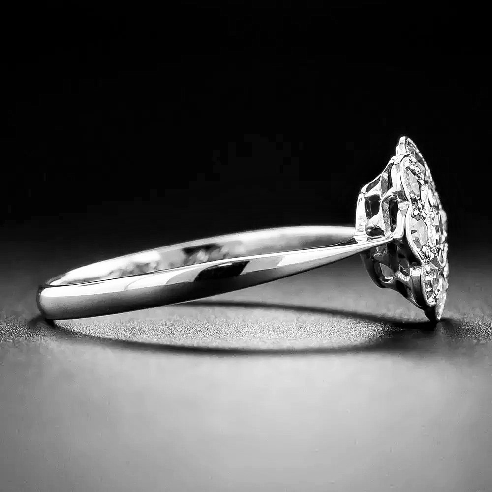 0.36Ct White Round Cut Bezel Set Flower Style Engagement Wedding Ring 925 Silver