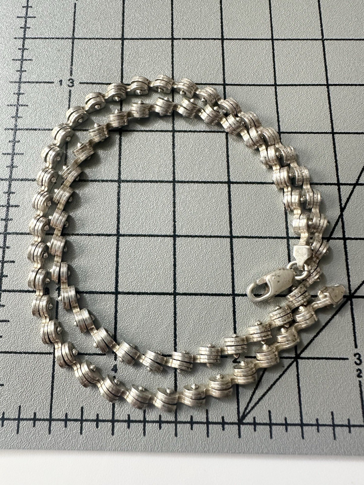 Sterling Silver Modernist Link Chain Necklace Unique 15.75”