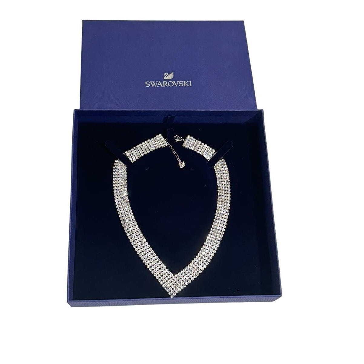 Swarovski FIT MESH Necklace, White, Palladium plated new