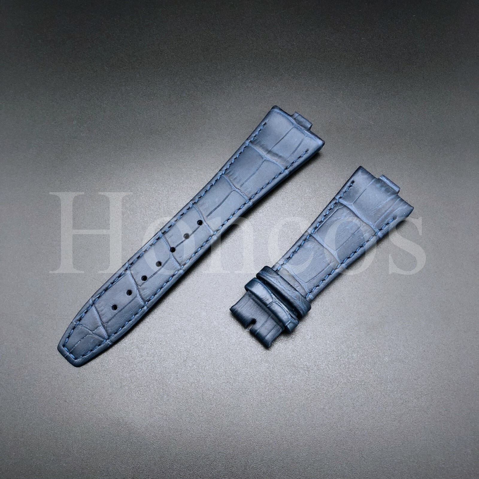 26X18 MM Leather Watch Strap Band Dark Blue Fits For VC Overseas