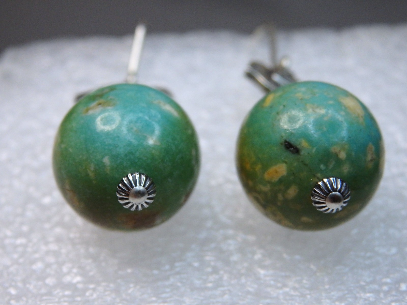 ROYSTON Polychrome TURQUOISE Sterling Silver 1&5/8″Long 2 Sided BIRD Earrings