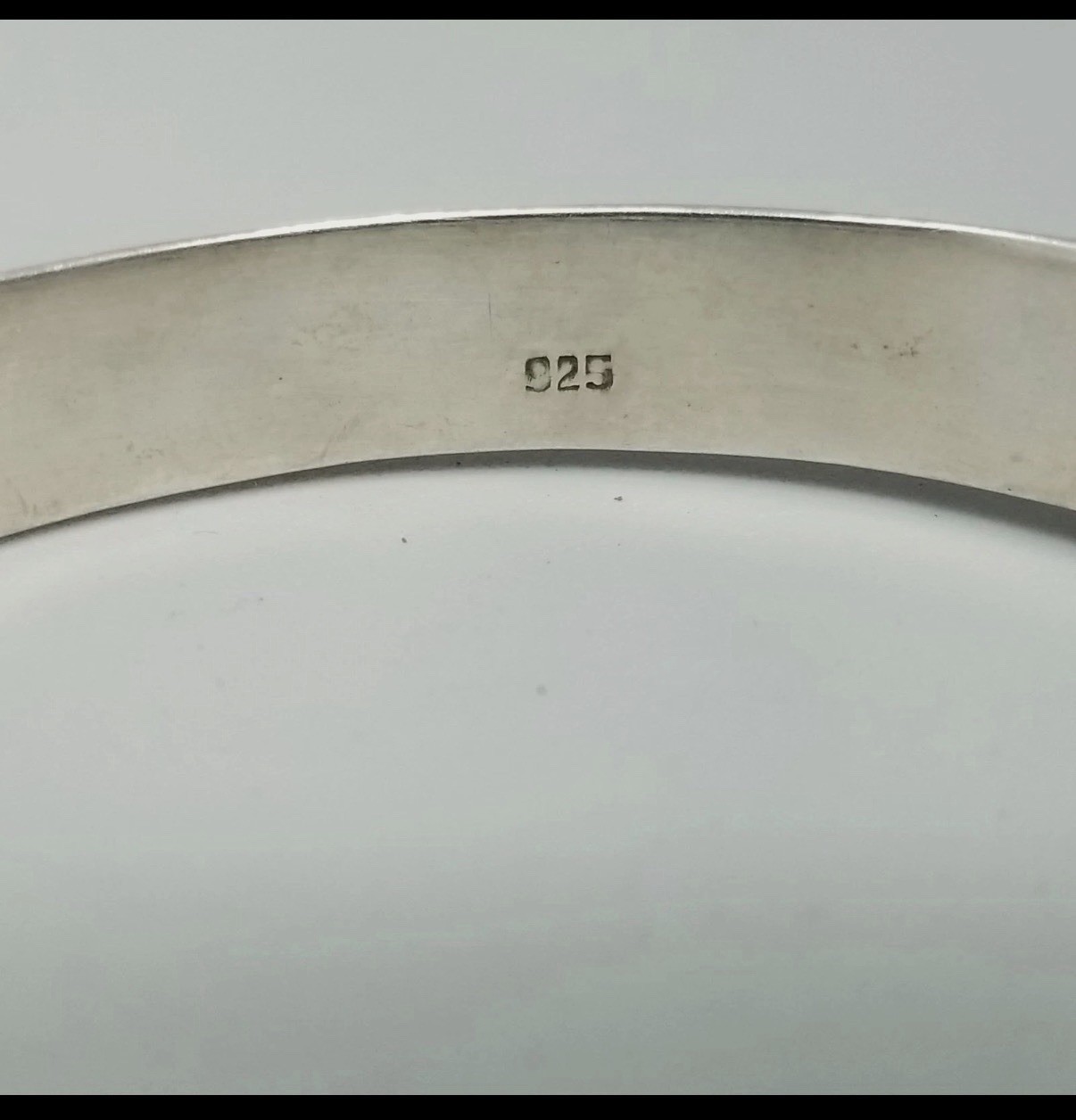 Sterling Silver 925 Hinged Bangle Bracelet, Engraved, Safety Chain Cable