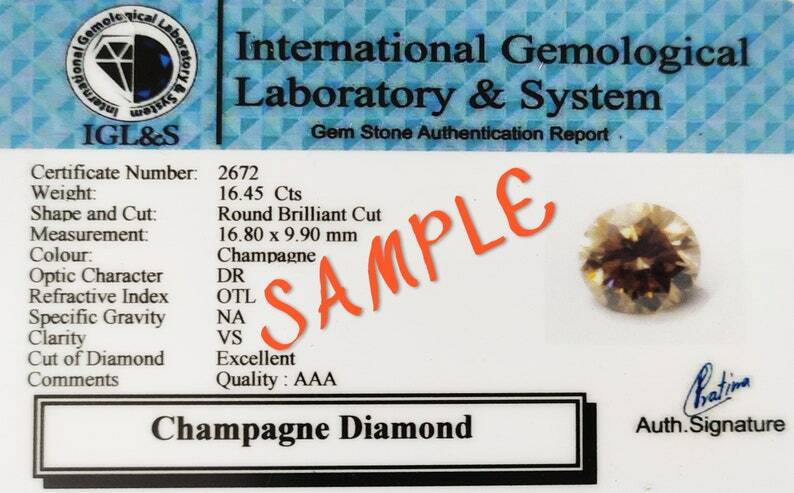 5 Ct. Treated Round Champagne Color Diamond Earring In 925 Silver Certified