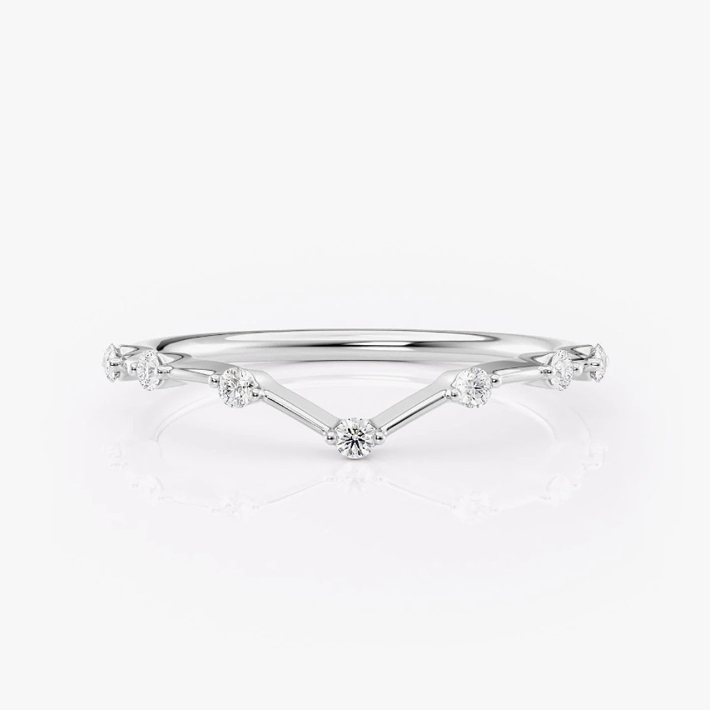 14K White Gold Lab Grown Round Cut Diamond 0.15 Ct Band Engagement