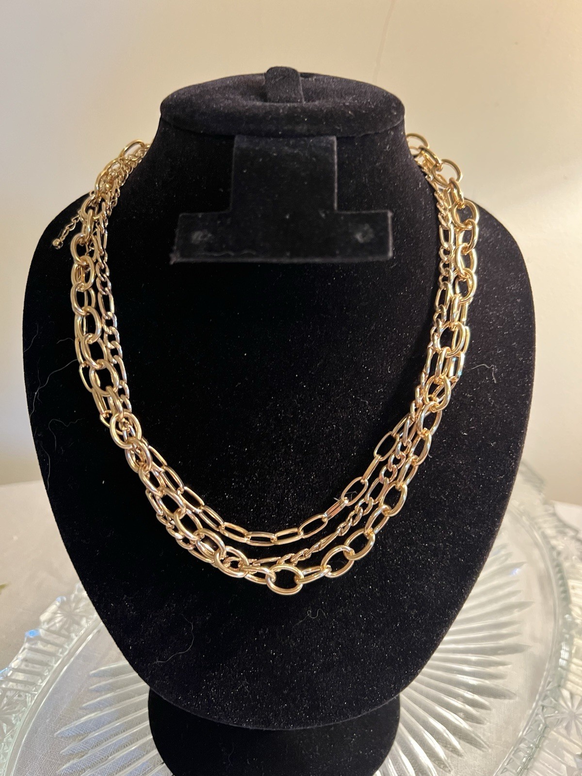 Set Of 3 Gold Tone Necklaces. All 16 In With 2 In Extender