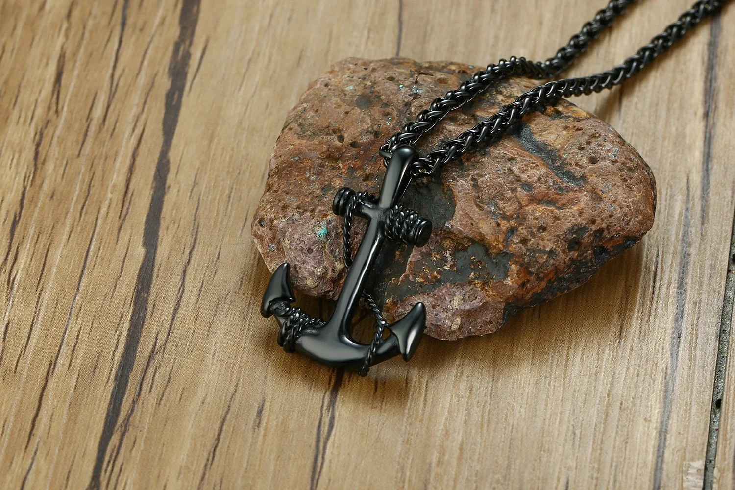 Sea Anchor Pendant Necklace Men Punk Rock Hip Hop Jewelry Gift