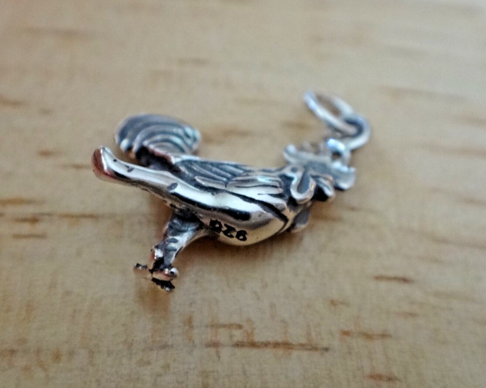 Sterling Silver 3D 18x13mm 2 gram Chicken Fancy Rooster Charm!