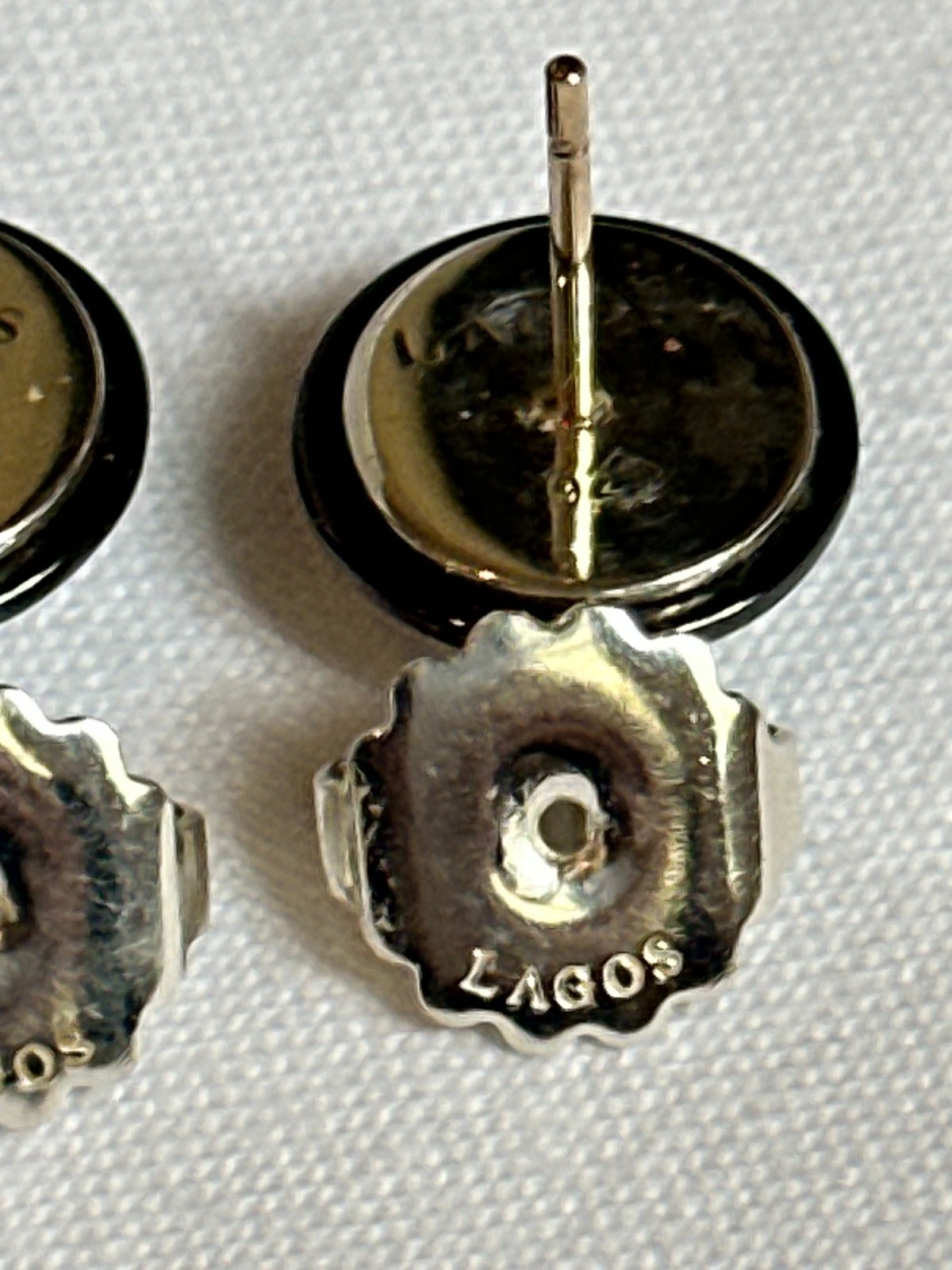 LAGOS Black Ceramic Sterling Silver and Diamond STUD Earrings