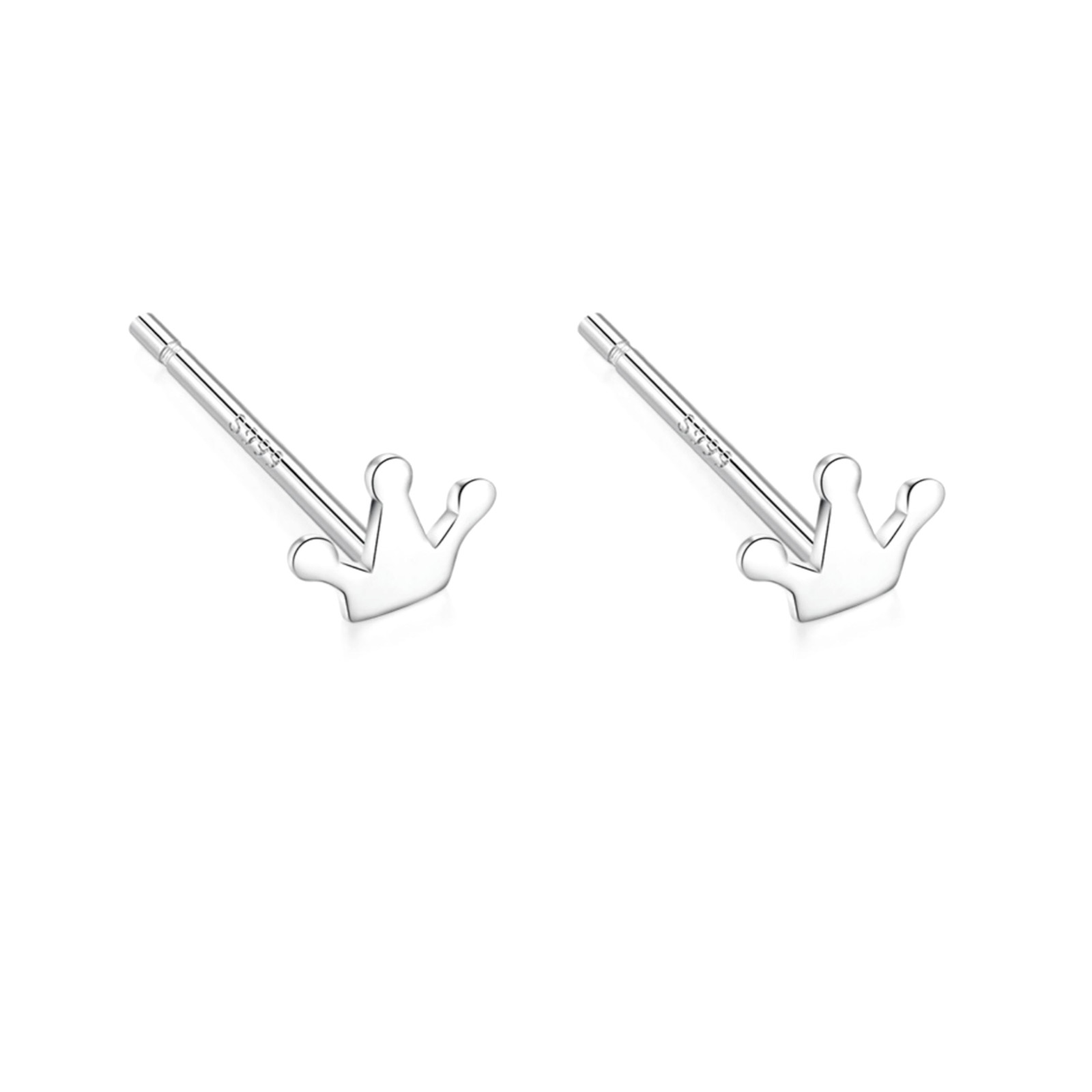 Fine Silver Mini Crown Stud Earrings