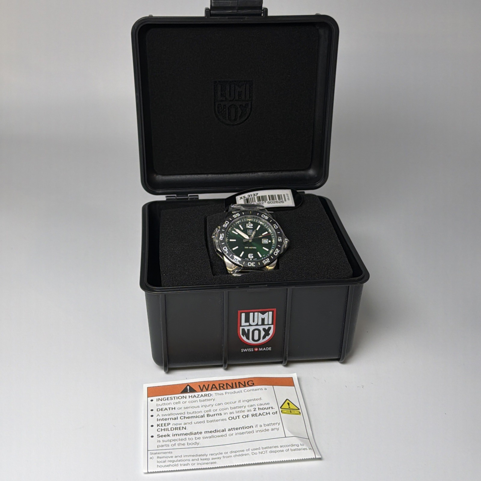 Swiss Luminox XS.3137 Pacific Diver Green Dial Tritium Stainless Mens 44mm Watch