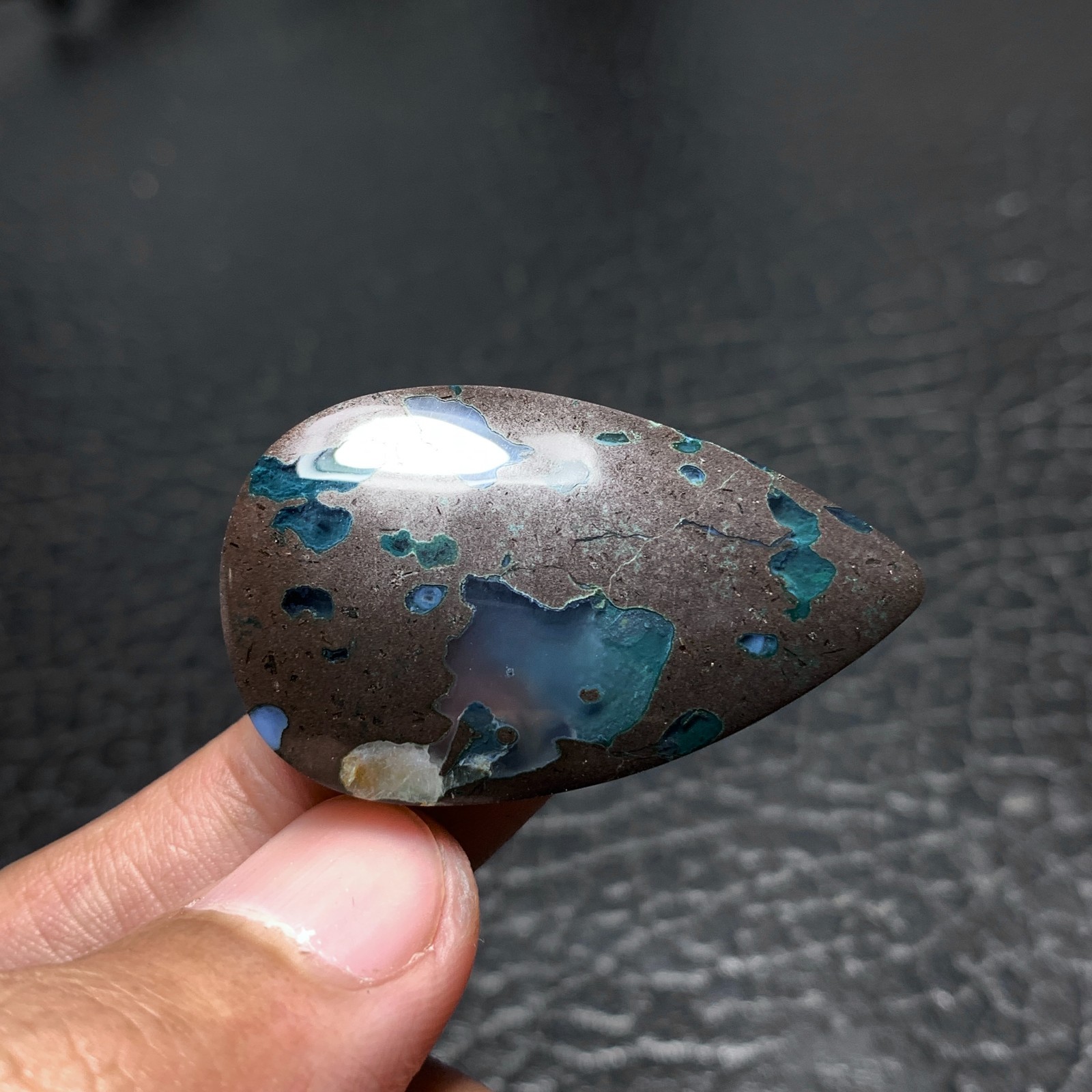 Amygdaloidal Agate Cabochon 39×23.5x7mm High Quality 50.5 ct
