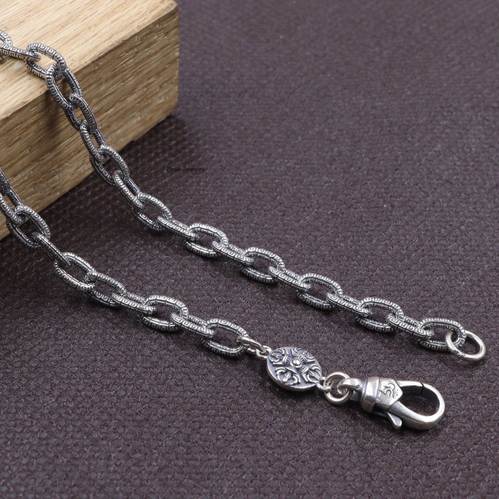 Real 925 Sterling Silver 5mm Cable Link Chain Necklace 23.6inch Fine Jewelry